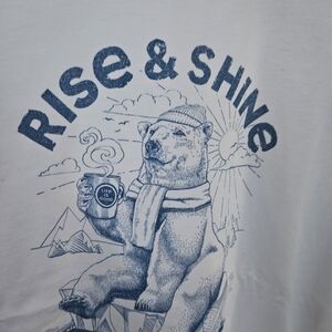 👕 Life Is Good White Tee with Polar Bear RISE & SHINE Graphic Large